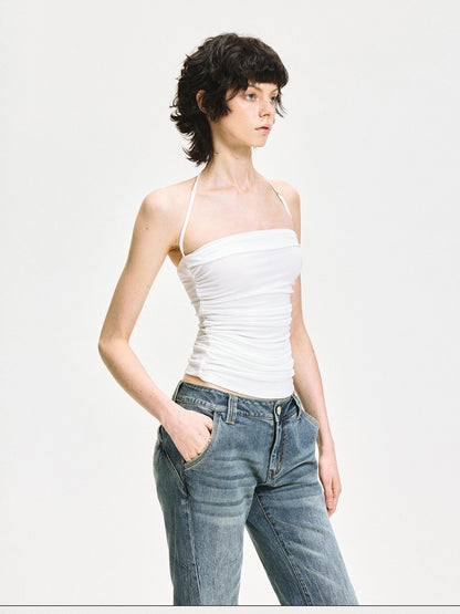 kvkv Crinkle Textured Adjustable Halter Top