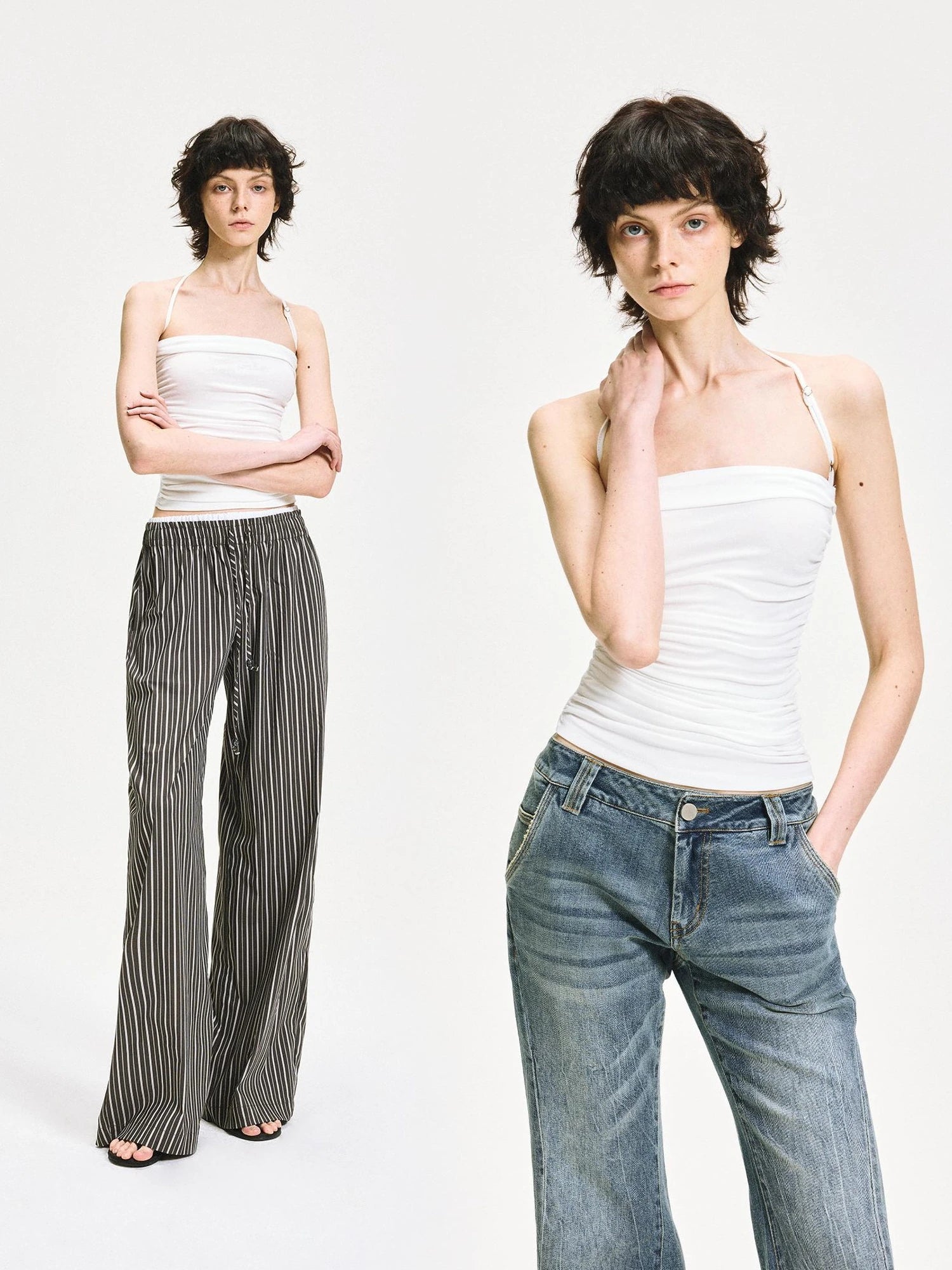 kvkv Crinkle Textured Adjustable Halter Top