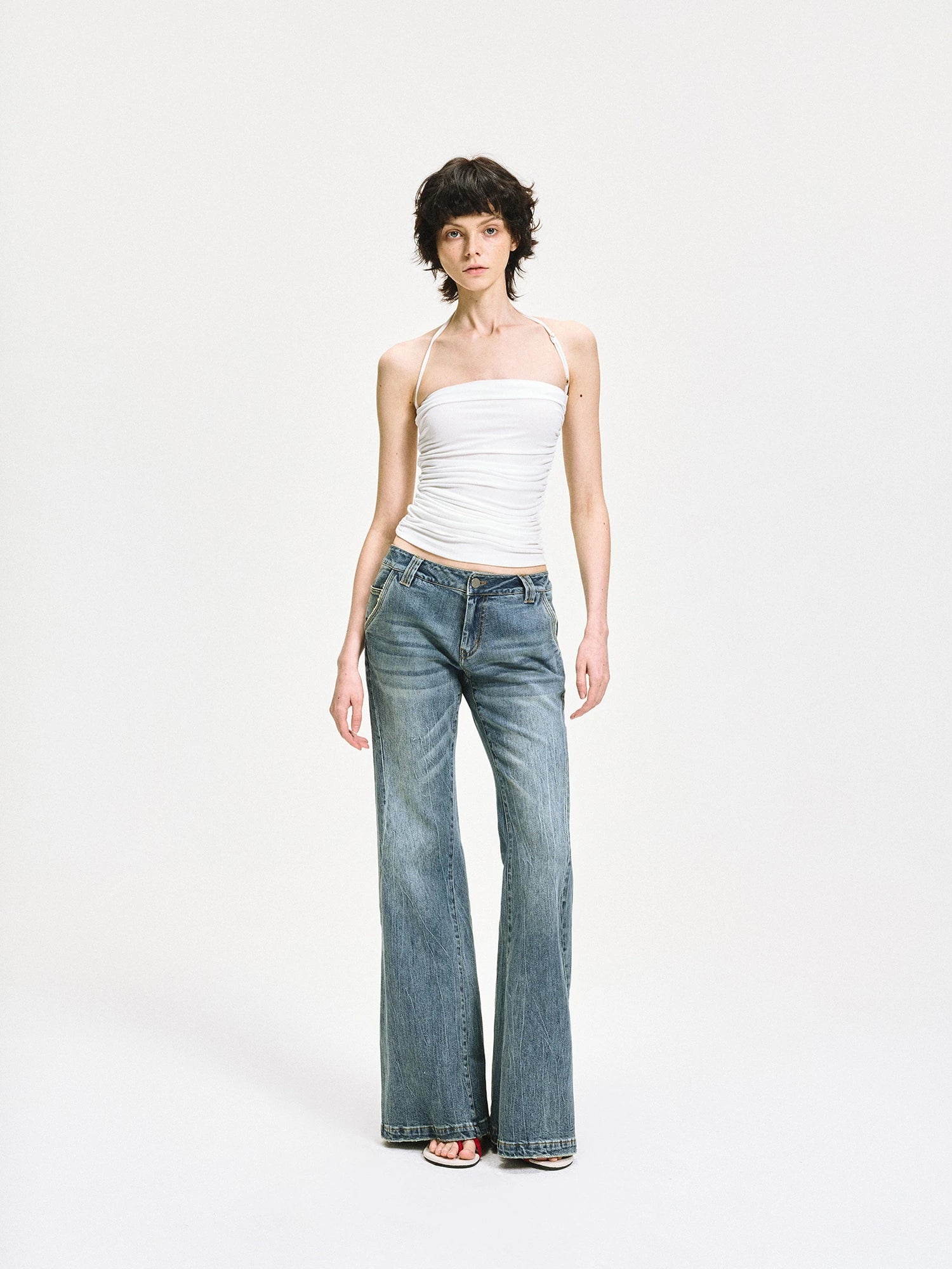 kvkv Crinkle Textured Adjustable Halter Top