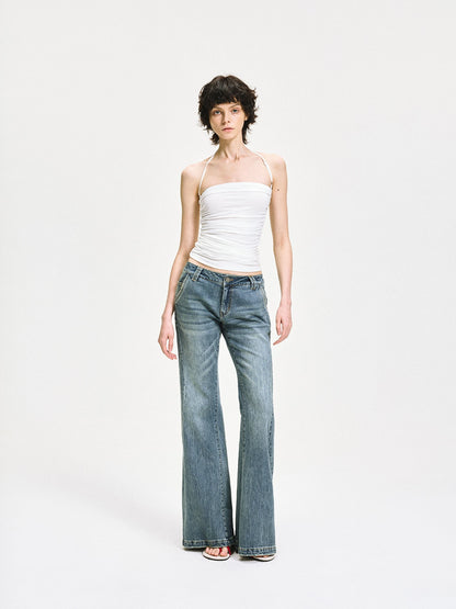 kvkv Crinkle Textured Adjustable Halter Top