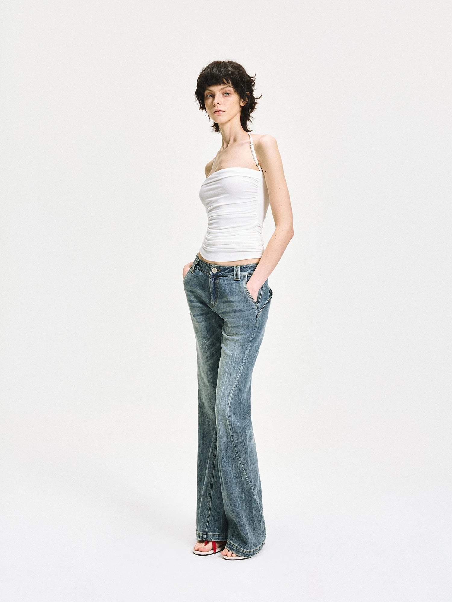 kvkv Crinkle Textured Adjustable Halter Top