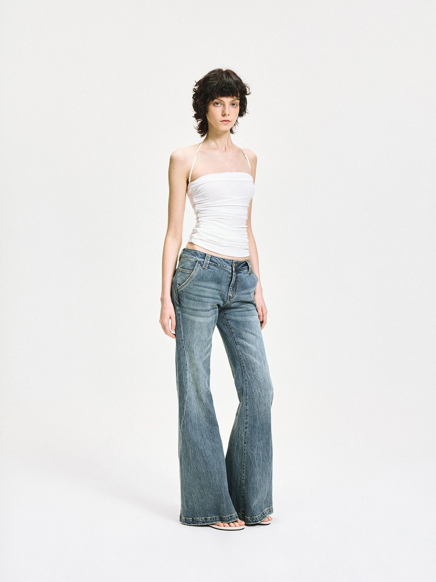 kvkv Crinkle Textured Adjustable Halter Top