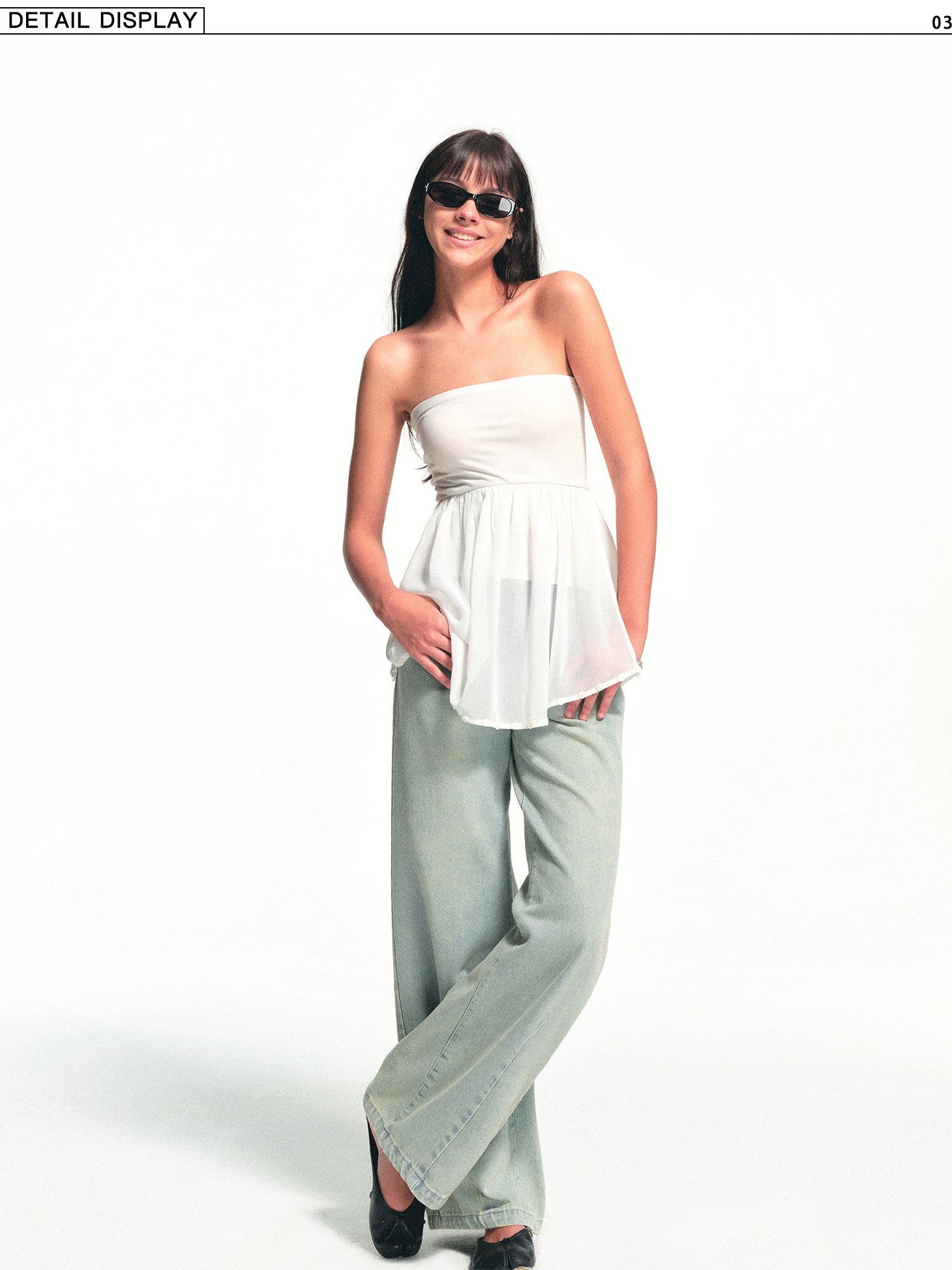kvkv Cropped Button Drawstring Off Shoulder Bandeau Women&