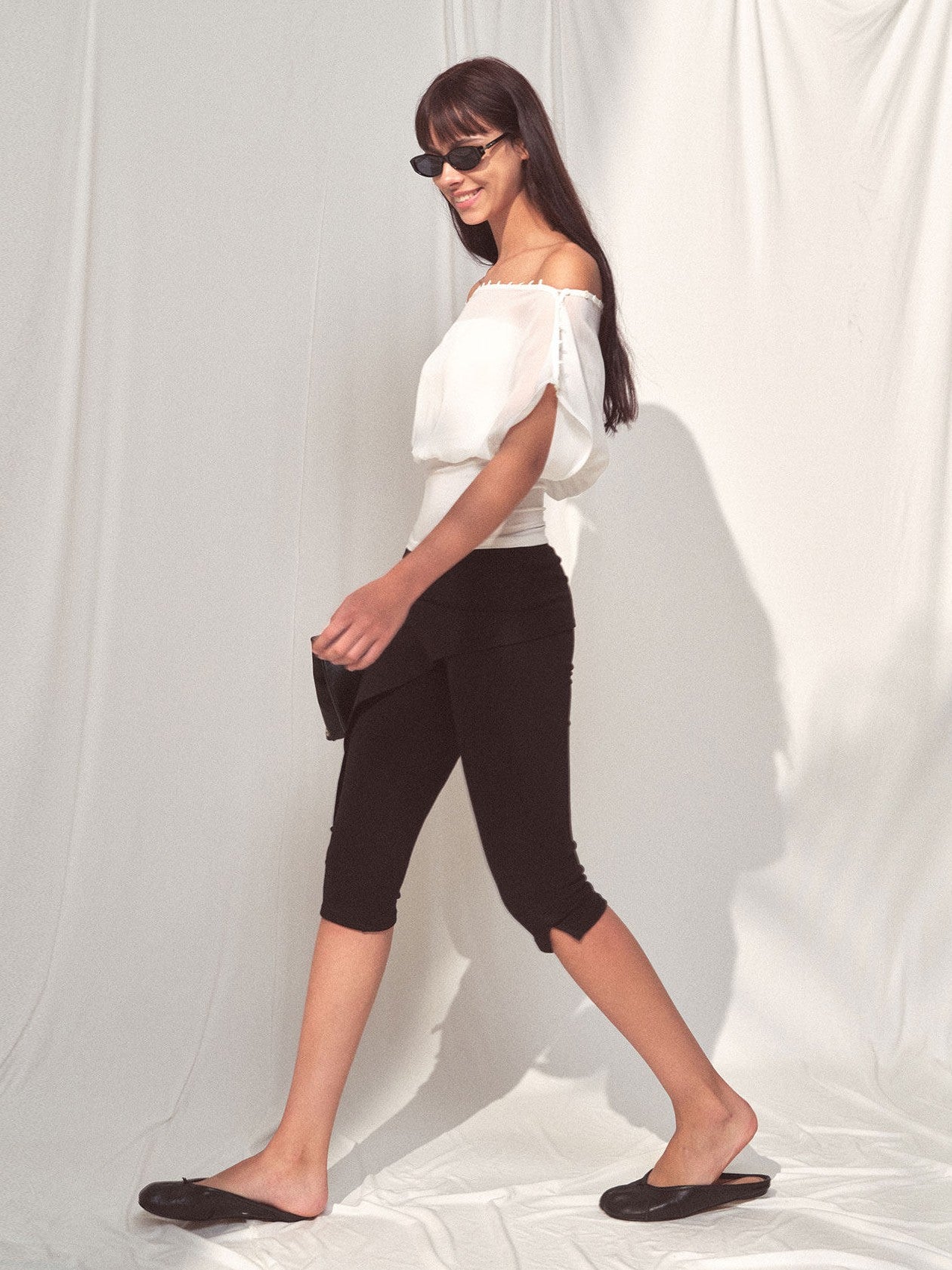 kvkv Cropped Button Drawstring Off Shoulder Bandeau Women&