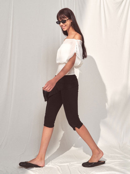 kvkv Cropped Button Drawstring Off Shoulder Bandeau Women&