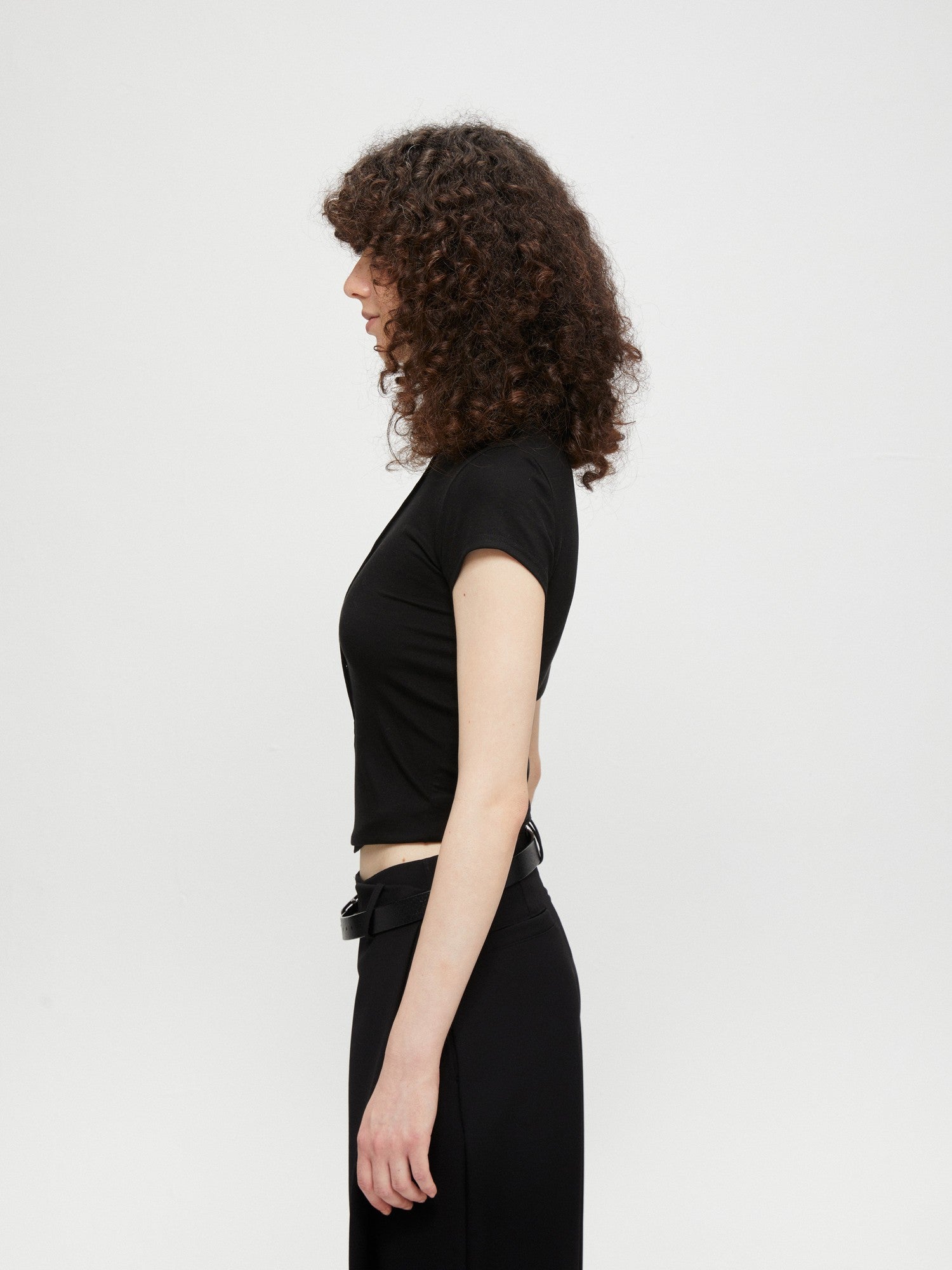 kvkv Cropped Henley Placket Slim Waist Women&