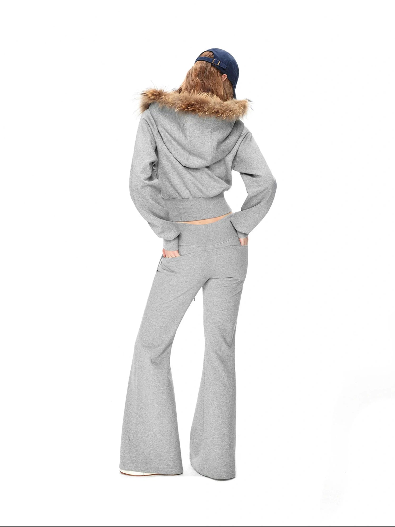 kvkv Cropped Hooded Zip Up With Fox Fur Trim