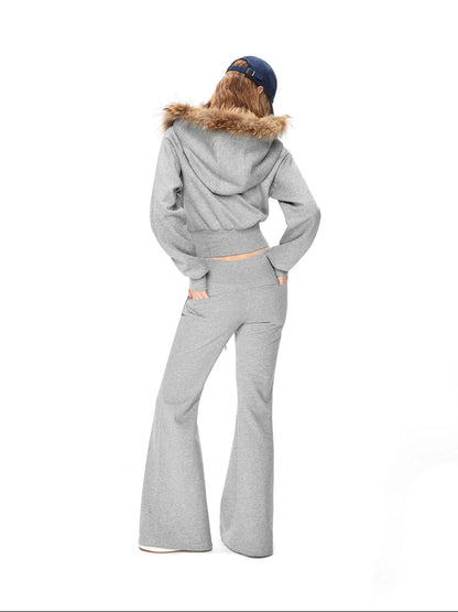 kvkv Cropped Hooded Zip Up With Fox Fur Trim
