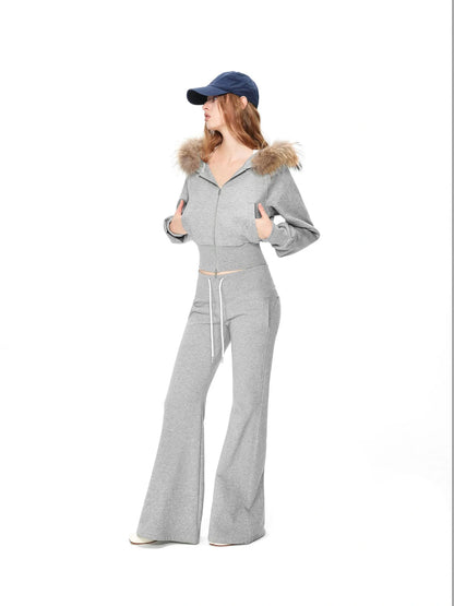kvkv Cropped Hooded Zip Up With Fox Fur Trim