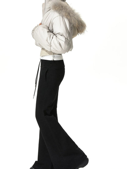 kvkv Cropped Quilted Parka With Real Fur Hood