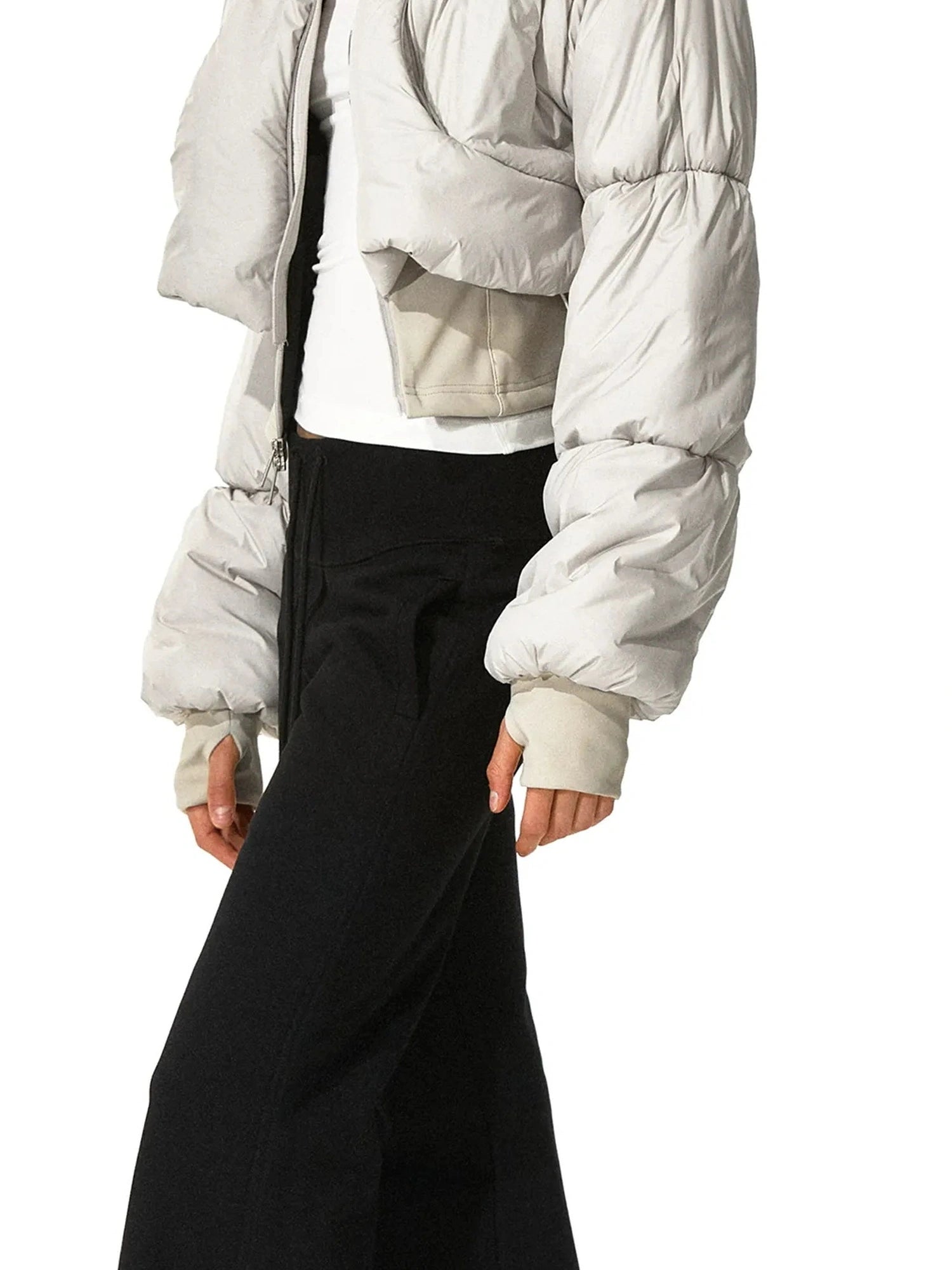 kvkv Cropped Quilted Parka With Real Fur Hood