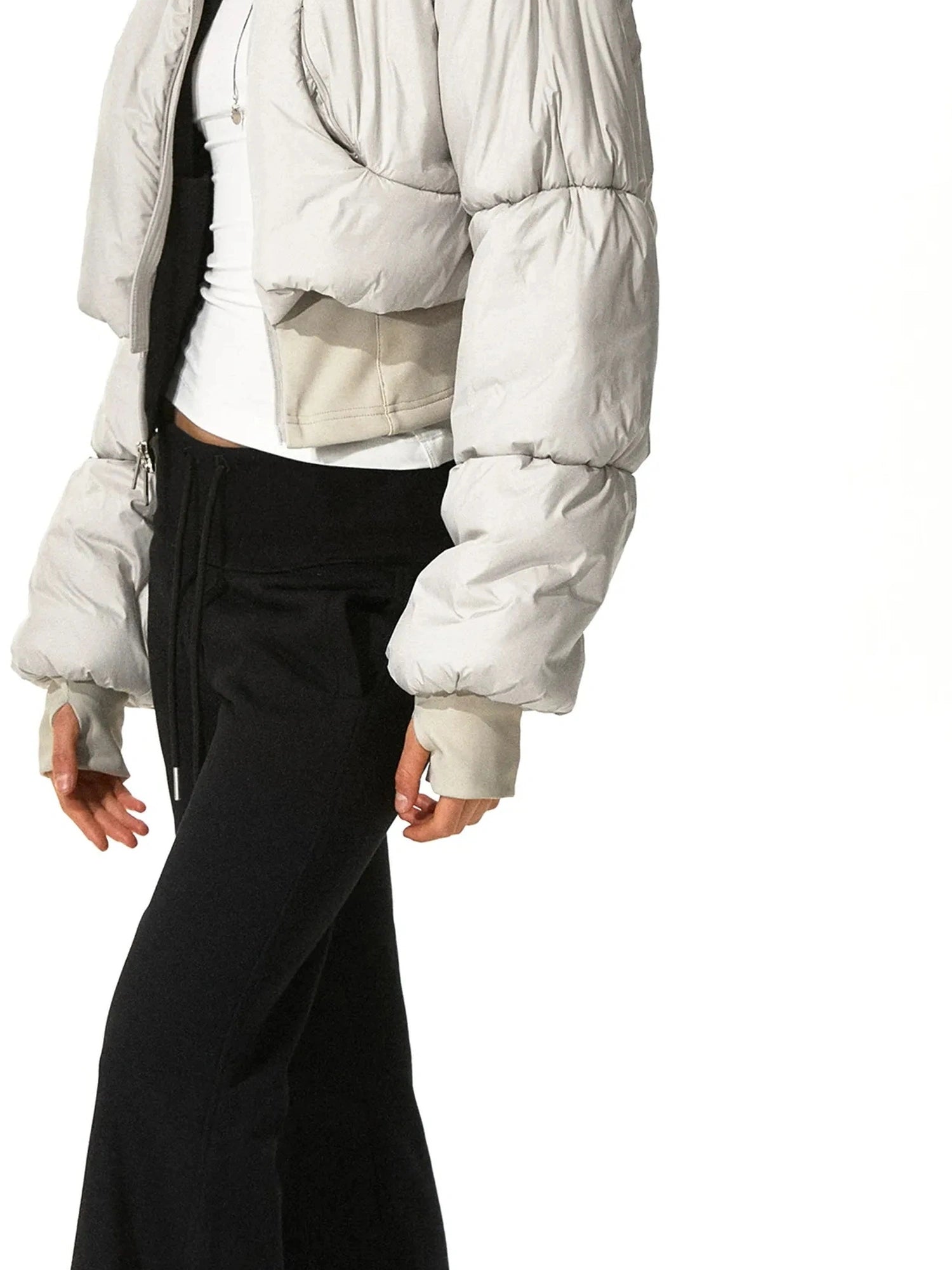 kvkv Cropped Quilted Parka With Real Fur Hood