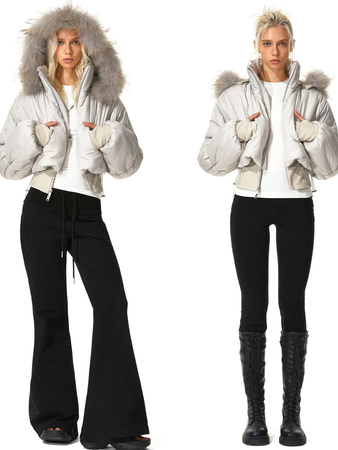 kvkv Cropped Quilted Parka With Real Fur Hood