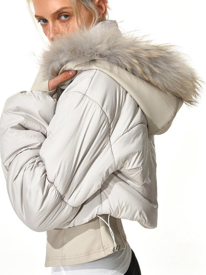 kvkv Cropped Quilted Parka With Real Fur Hood