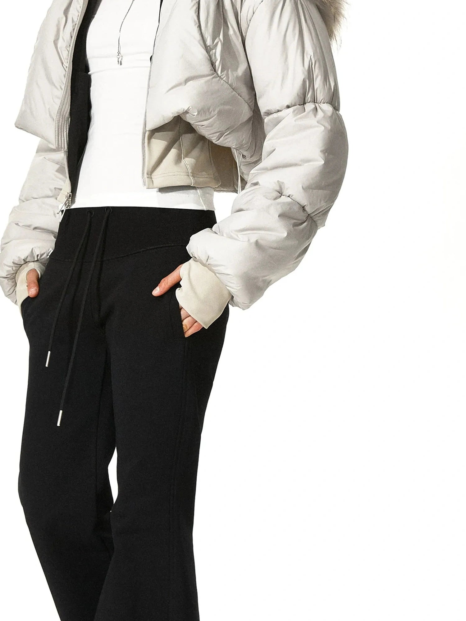 kvkv Cropped Quilted Parka With Real Fur Hood