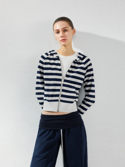 kvkv Cropped Raglan Hoodie Color Point Stripe