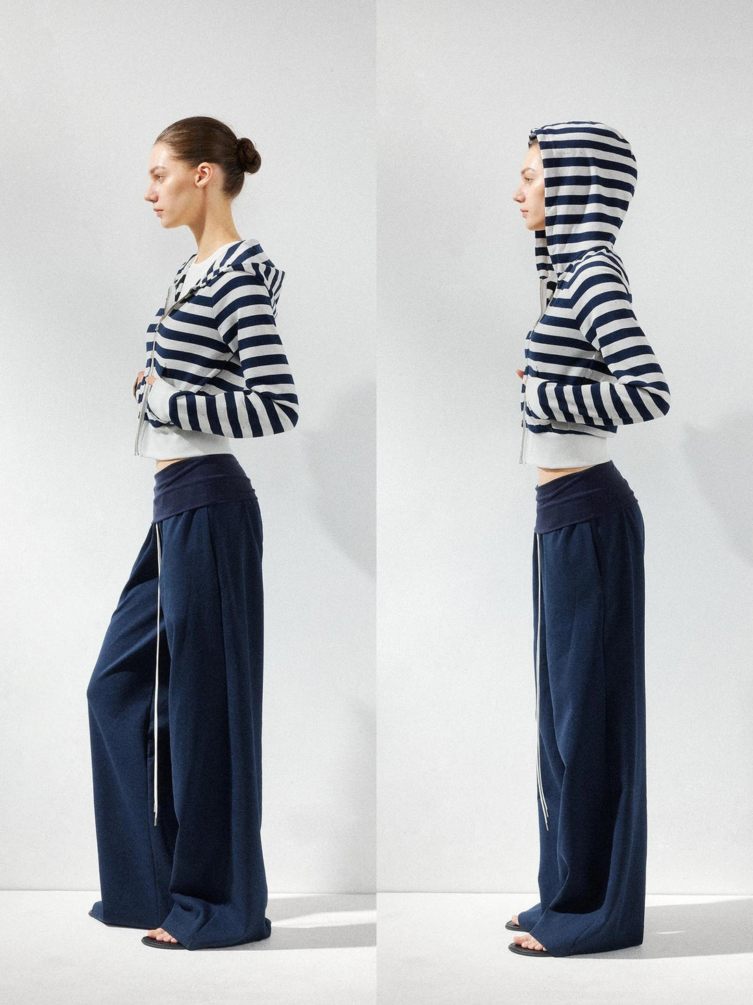 kvkv Cropped Raglan Hoodie Color Point Stripe