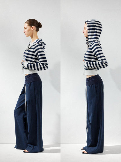 kvkv Cropped Raglan Hoodie Color Point Stripe