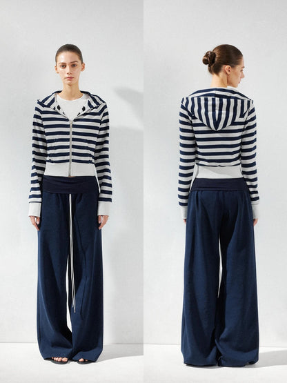 kvkv Cropped Raglan Hoodie Color Point Stripe