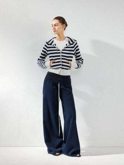 kvkv Cropped Raglan Hoodie Color Point Stripe