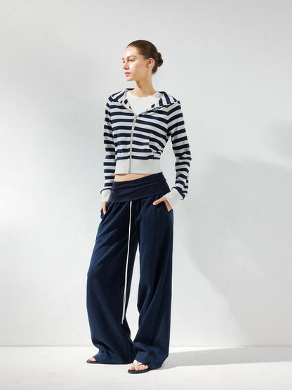 kvkv Cropped Raglan Hoodie Color Point Stripe