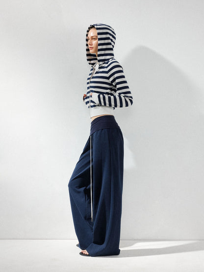 kvkv Cropped Raglan Hoodie Color Point Stripe