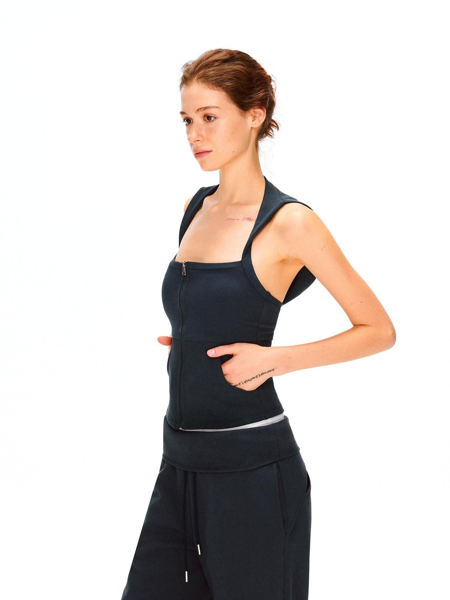 kvkv Cropped Zip Up Cotton Blend Athletic U Neck Women Casual Navy Hoodies