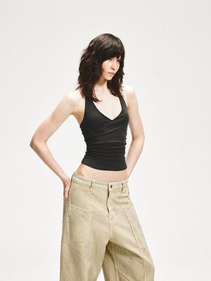 kvkv Cross Back Halter Crop Top