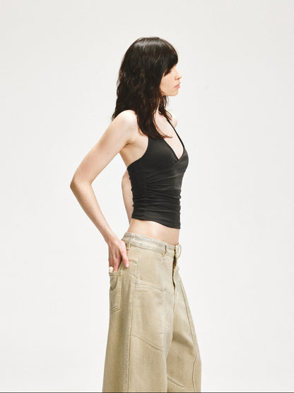 kvkv Cross Back Halter Crop Top