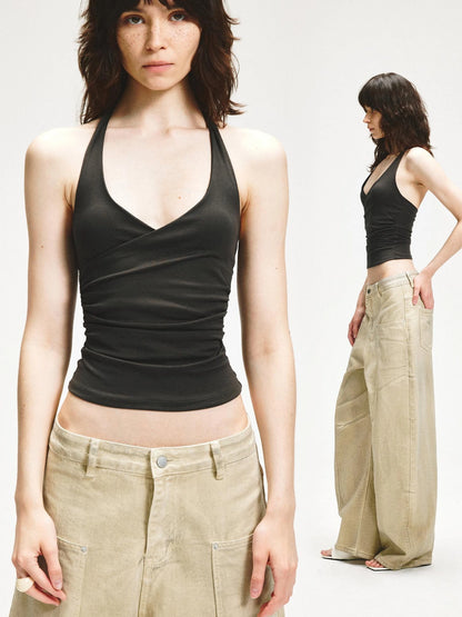 kvkv Cross Back Halter Crop Top