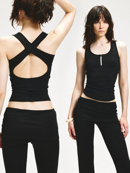 KVKV Yoga Clothing Brand - Cross Back Zip Front Yoga Top