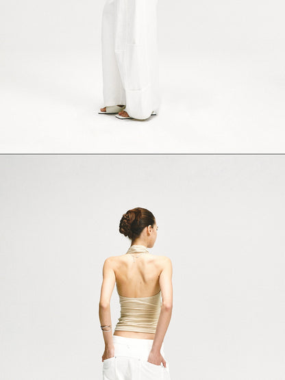 kvkv Crossover Backless Halter Top