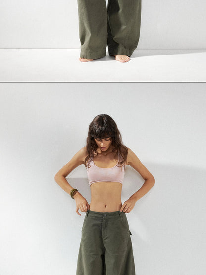 kvkv Curved Baggy Wide Leg Washed Carpenter Pants