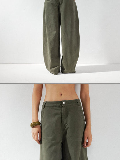 kvkv Curved Baggy Wide Leg Washed Carpenter Pants