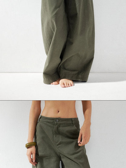 kvkv Curved Baggy Wide Leg Washed Carpenter Pants