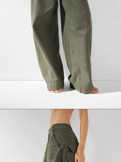 kvkv Curved Baggy Wide Leg Washed Carpenter Pants