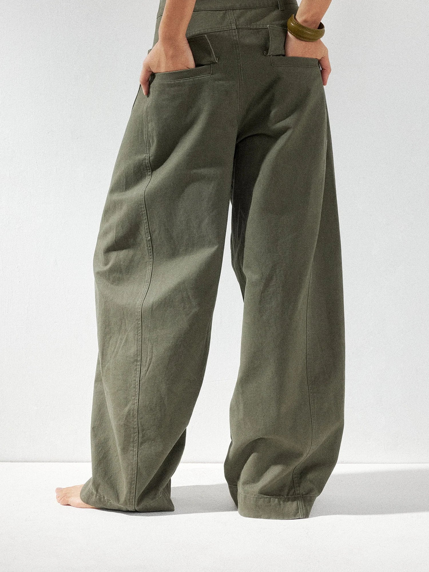 kvkv Curved Baggy Wide Leg Washed Carpenter Pants