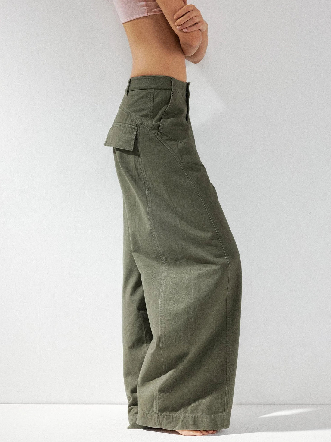 kvkv Curved Baggy Wide Leg Washed Carpenter Pants