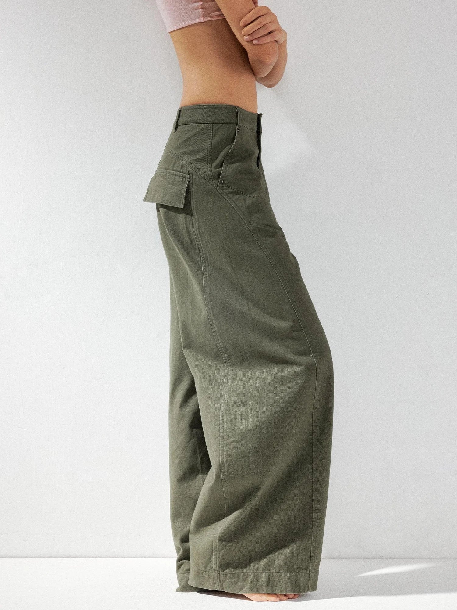kvkv Curved Baggy Wide Leg Washed Carpenter Pants