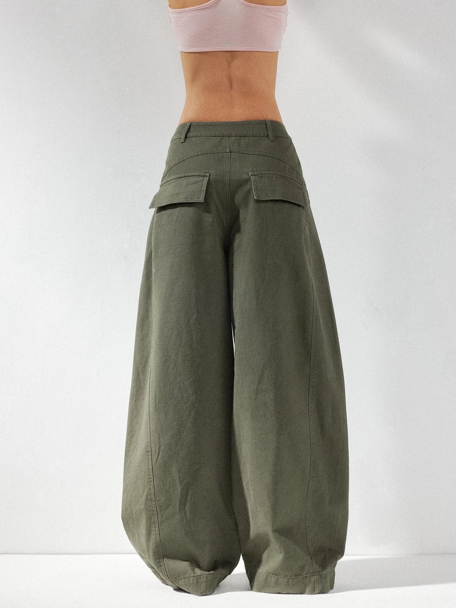 kvkv Curved Baggy Wide Leg Washed Carpenter Pants
