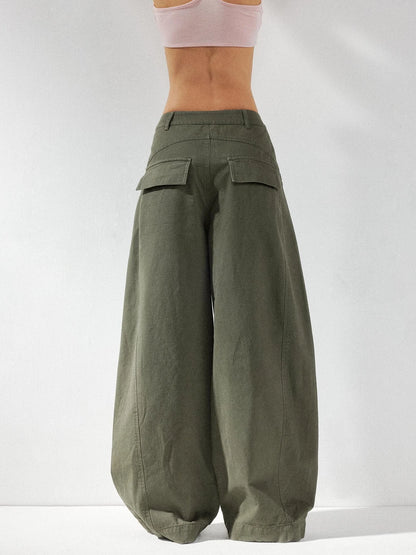 kvkv Curved Baggy Wide Leg Washed Carpenter Pants