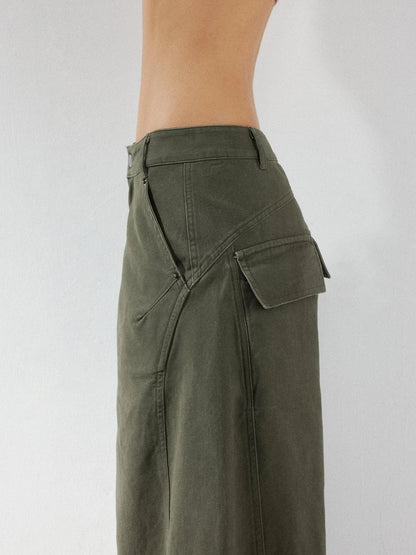 kvkv Curved Baggy Wide Leg Washed Carpenter Pants
