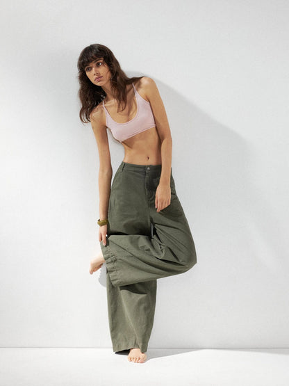kvkv Curved Baggy Wide Leg Washed Carpenter Pants