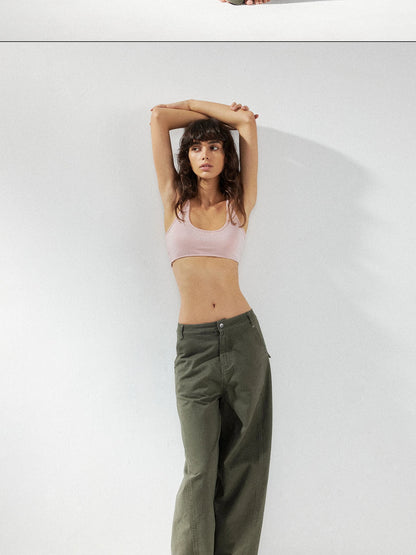 kvkv Curved Baggy Wide Leg Washed Carpenter Pants