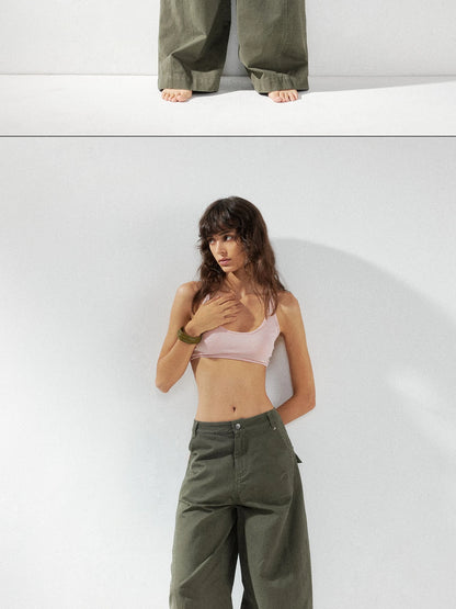 kvkv Curved Baggy Wide Leg Washed Carpenter Pants