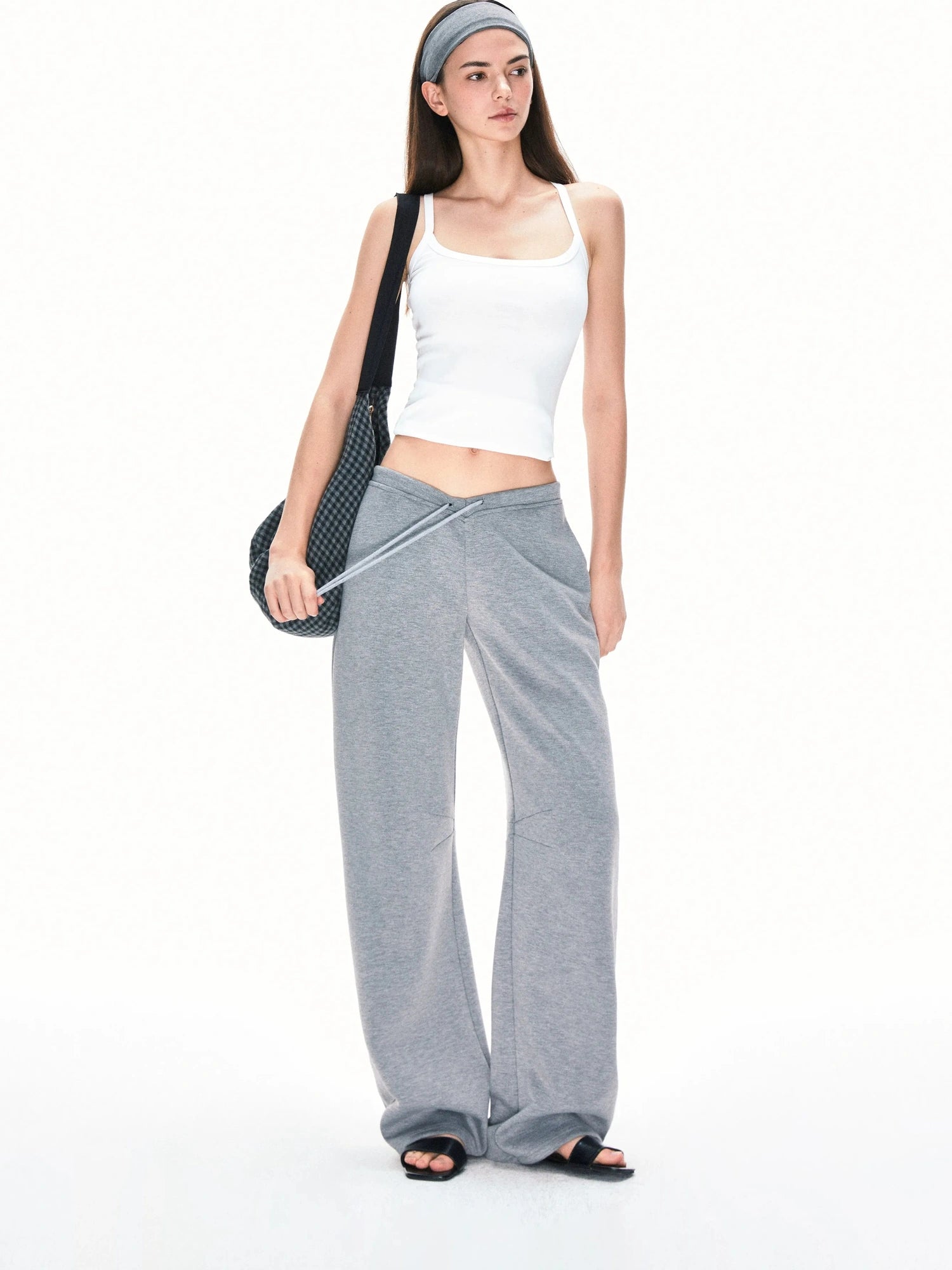 Curved Hem Relaxed Fit Sweatpants