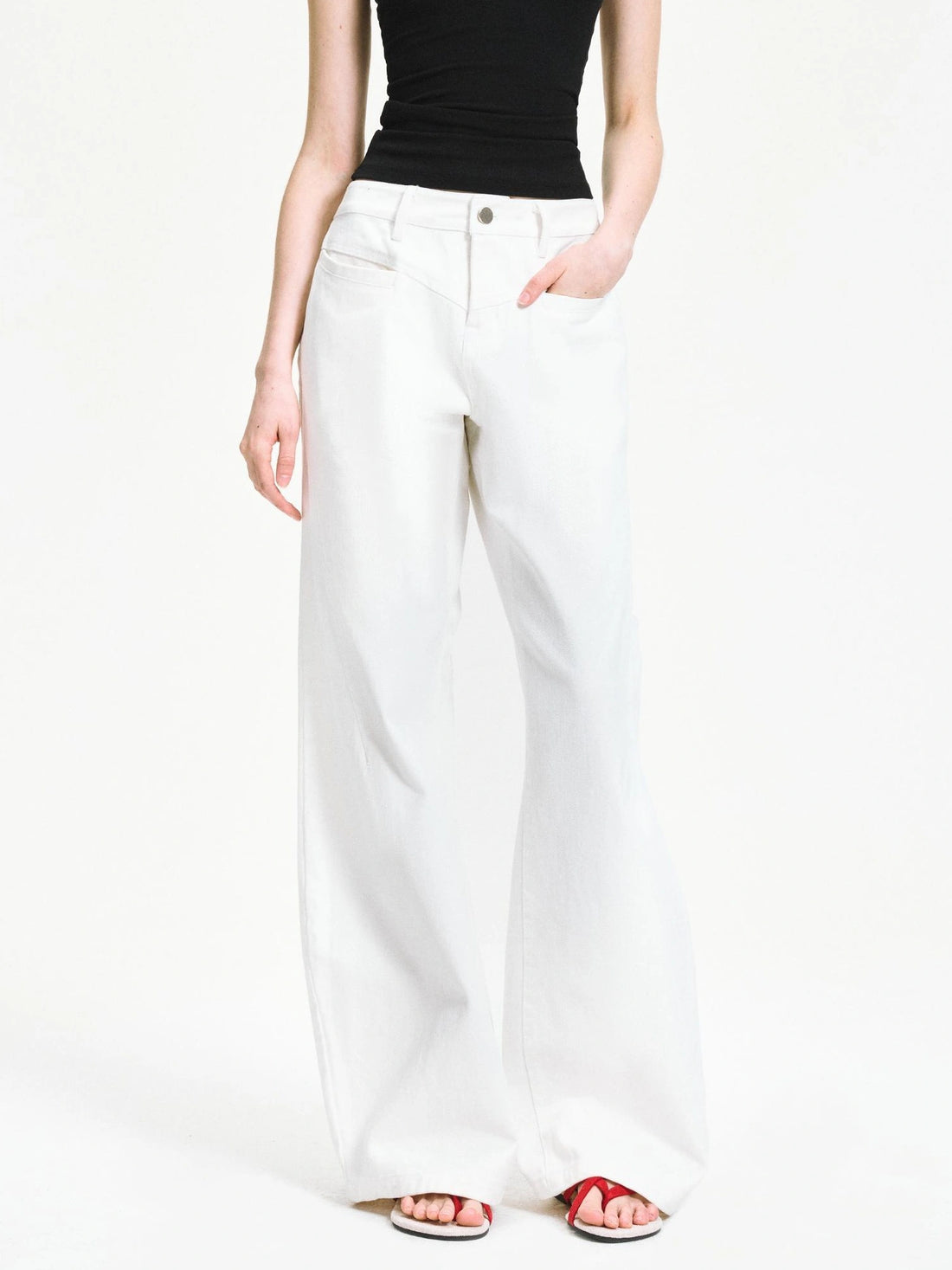 kvkv Curved Hem Washed Wide Leg Trousers