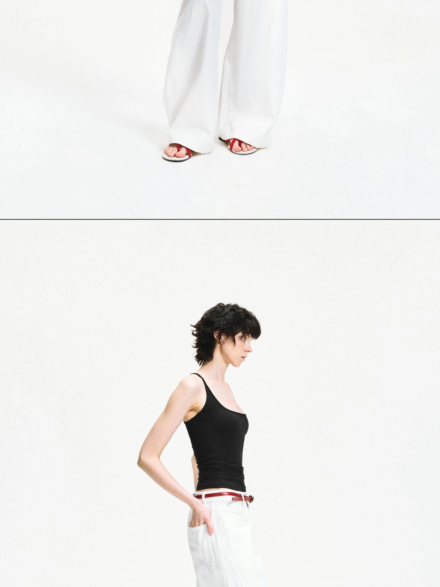 kvkv Curved Hem Washed Wide Leg Trousers