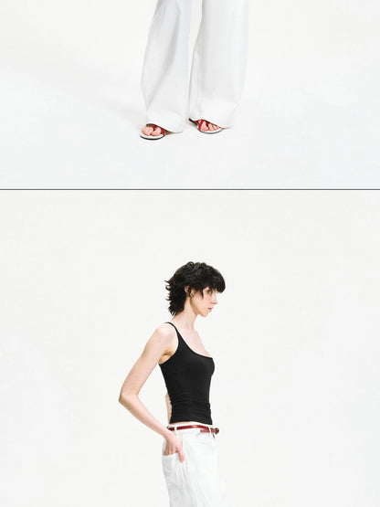 kvkv Curved Hem Washed Wide Leg Trousers