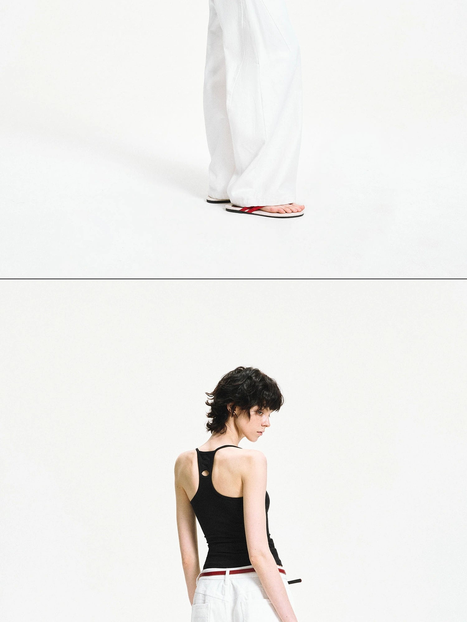kvkv Curved Hem Washed Wide Leg Trousers